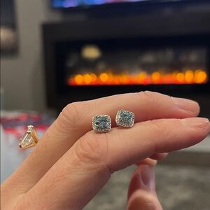 Silver 925 Blue Moissanite 1 ct Stud Earrings